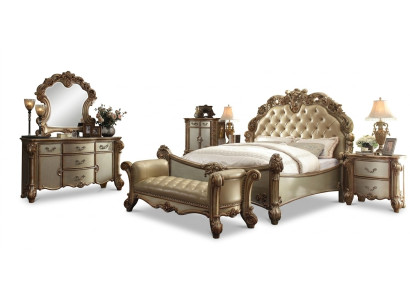 Conjunto de dormitorio completo Muebles Mesitas de noche Cómoda Cama de 7 piezas Madera