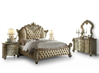 Set de dormitorio Mesitas de noche Cama 5 piezas Estilo barroco rococó antiguo Madera
