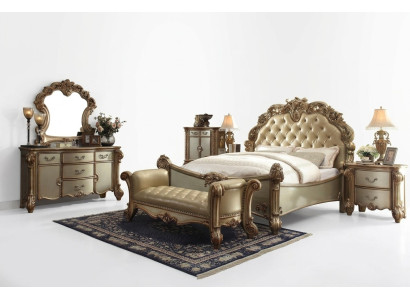 Cama clásica de cuero doble estilo Barroco Chesterfield Rococó antiguo de hotel.