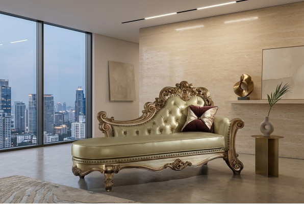 Chaise longue, tumbona, sillón relax, sofá cama, tumbona de confort, decoración, lujo, barroco.