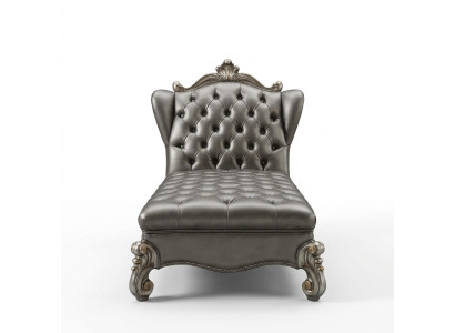 Chaiselongue Chesterfield sofá cama chaise relax de cuero plateado barroco