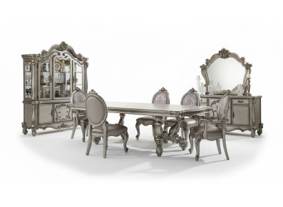 Juego de comedor con mesa, 8 sillas, cómoda, espejo, estilo barroco, nuevo, de 11 piezas.