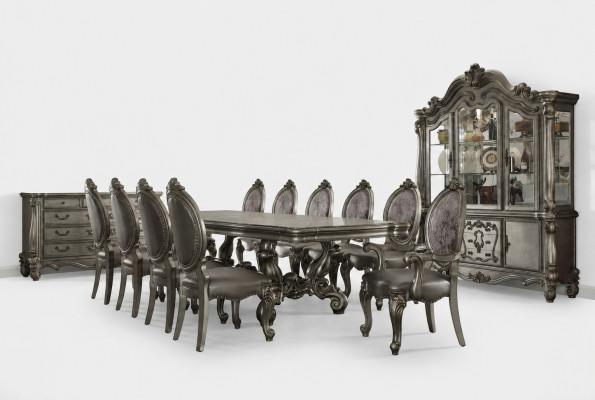 Juego de comedor Barroco Rococó Mesa 10 sillas Aparador Cómoda de 13 piezas.