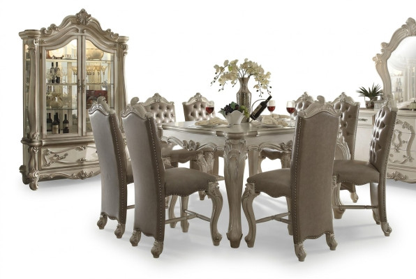 Conjunto de comedor gris vitrina mesa de comedor juego de 8 sillas grupo de mesa de 10 piezas.