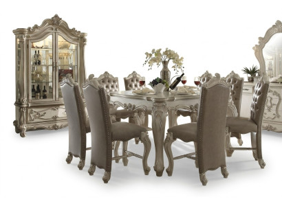 Conjunto de comedor gris vitrina mesa de comedor juego de 8 sillas grupo de mesa de 10 piezas.