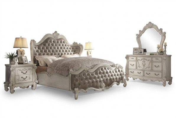 Set de dormitorio de lujo de diseño cama decoración 2 mesitas de noche cómoda conjunto