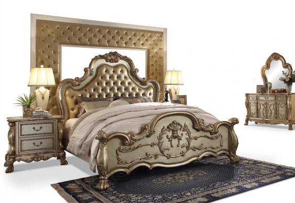 Cama clásica estilo Barroco Chesterfield Rococó para hotel doble de cuero antiguo.