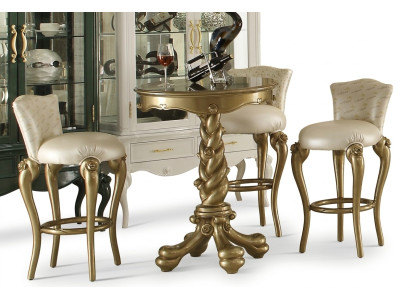 Mesa alta de bar redonda de madera maciza para barra de bistrot, muebles clásicos.