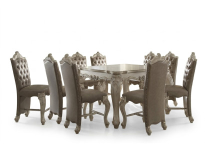 Juego de comedor real: mesa rectangular con x8 sillas, muebles barrocos rococós.
