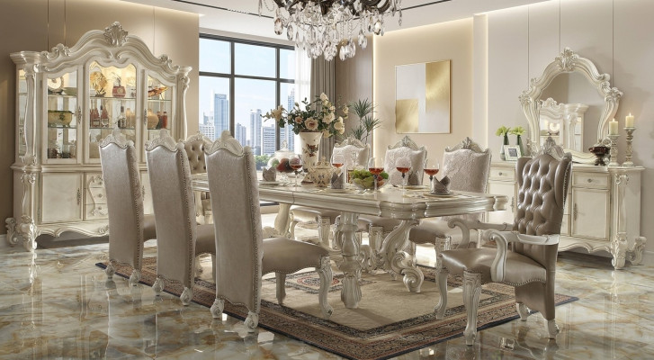 Estilo barroco comedor conjunto de comedor de lujo mesa de comedor 8 sillas aparador espejo