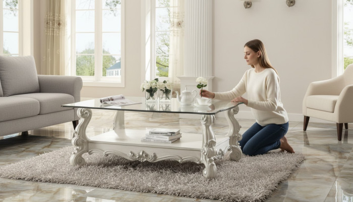 Mesa de centro de diseño noble Mesa auxiliar Sofá Decoración Mesa de salón Barroco