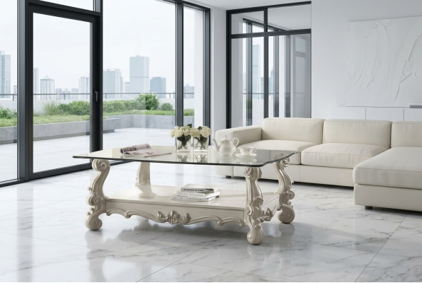 Mesa de centro de diseño noble Mesa auxiliar Sofá Decoración Mesa de salón Barroco