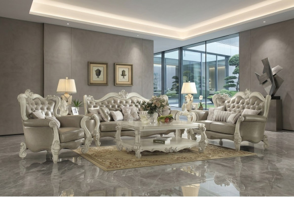 Juego de muebles de lujo Sofá Sillón Tapizado 3+2+1 plazas con mesa de centro.