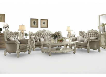 Juego de muebles de lujo Sofá Sillón Tapizado 3+2+1 plazas con mesa de centro.