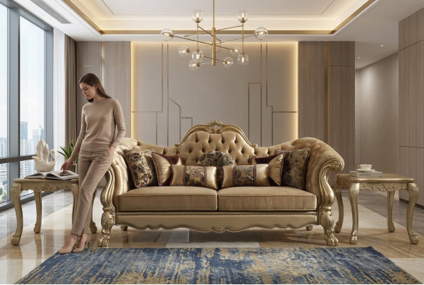 Clásico sofá de 3 plazas Sofá sofá Sofás tapizados Sofás decorativos Barroco