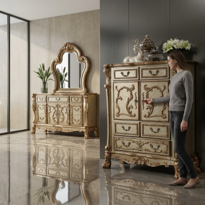 Clásico barroco antiguo cómoda cómoda de estilo sideboard de madera real nuevo