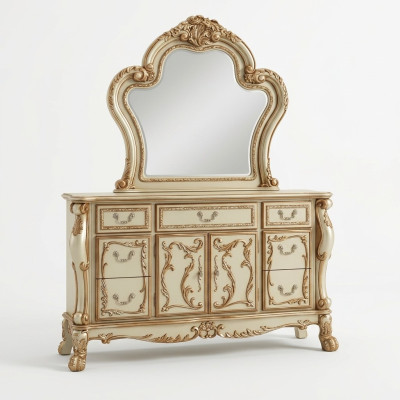 Noble cómoda buffet cajones armario + espejo barroco rococó aparador madera nuevo