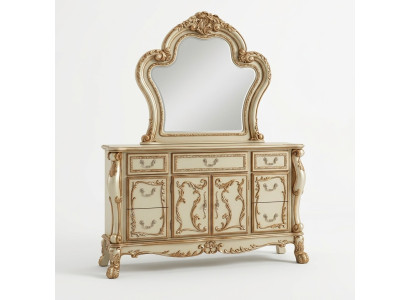 Noble cómoda buffet cajones armario + espejo barroco rococó aparador madera nuevo