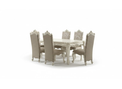 Juego de comedor real estilo barroco-rococó Muebles de comedor 6 sillas Mesa de comedor Conjunto de 7 piezas.