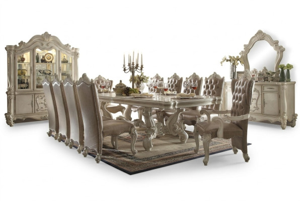 Mesa de comedor real + 6 sillas Juego completo de comedor de 7 piezas.