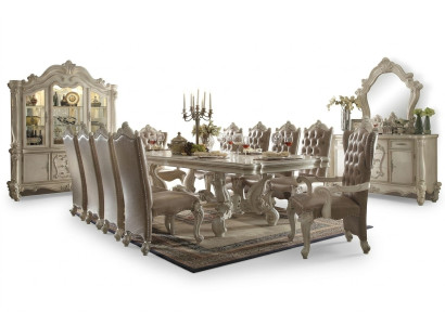 Mesa de comedor real + 6 sillas Juego completo de comedor de 7 piezas.