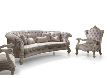 Sofá Chesterfield de 4 plazas, sofá tapizado de lujo clásico de tela, sofás barrocos.
