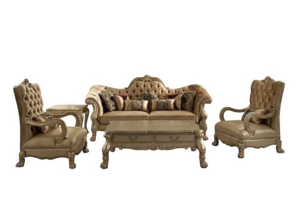 Muebles de lujo juego de sofá sofá acolchado de 3+1+1 plazas con mesa de centro