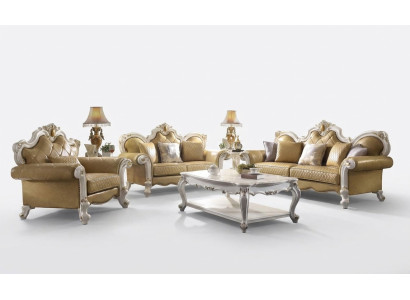 Conjunto de sofás clásicos 3+2+1 plazas Sofá de cuero Sofá de cuero Set de 3 piezas.