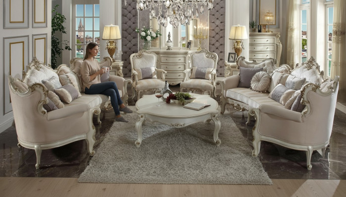 Muebles de lujo Conjunto de sofás Sofá Polster 4+4+1+1 con mesa de centro