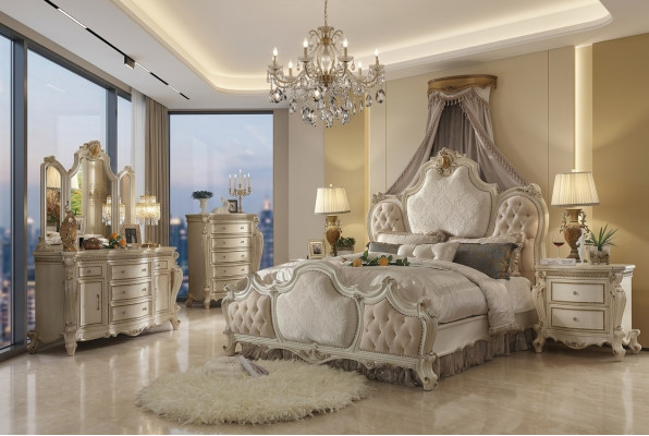 Cómoda de lujo con espejo estilo barroco rococó muebles clásicos de madera cómoda de 2 piezas