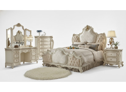Cómoda de lujo con espejo estilo barroco rococó muebles clásicos de madera cómoda de 2 piezas