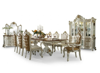 Set de comedor clásico con mesa de comedor de diseñador, 8 sillas, juego completo estilo barroco rococó.