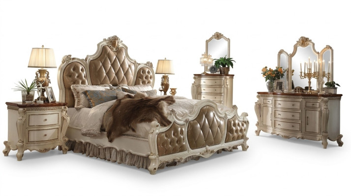 Camas Chesterfield de lujo Cuero Cama palaciega real Cama de hotel Cama doble