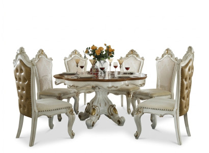 Juego de comedor real de estilo barroco rococó - mesa y 8 sillas Chesterfield