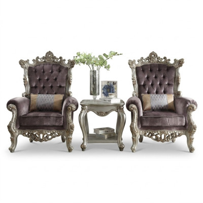Poltrona de 1 lugar de estilo antiguo en beige, silla barroca de trono de madera realista.