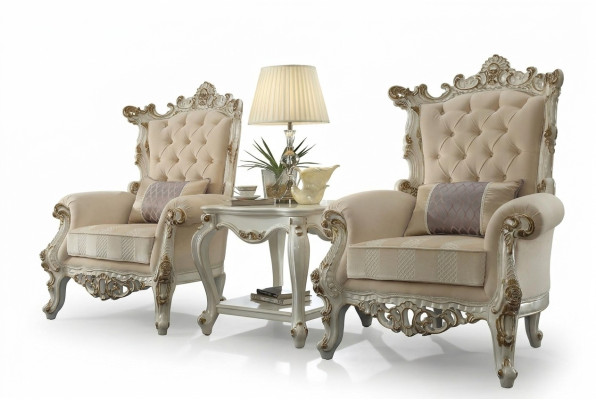 Trono Silla Asiento Real Tapizada 1 Plaza Estilo Antiguo Sillas Beige Madera Barroca