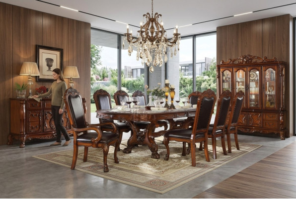 Juego de comedor Mesa 6 sillas Cómoda Aparador Vitrina