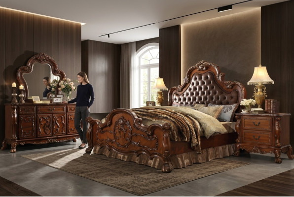 Diseño de dormitorio 5 piezas. Conjunto completo de dormitorio cama mesita de noche.