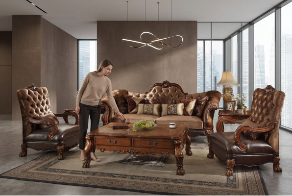 Mueble de sofá de diseño 3+1+1 mesa de café mesa auxiliar 6 piezas Salón