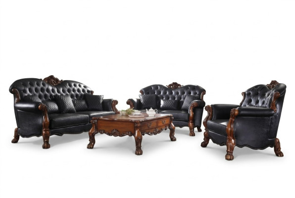 Juego completo de sofás 3+1 plazas de madera conjunto de salón de 2 piezas