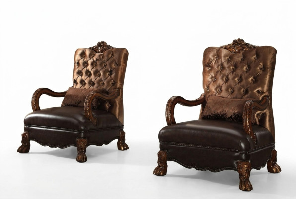 Sillón Diseñador Silla Tapizada Relax Tela Textil Cuero Sala de Estar Nuevo Chesterfield