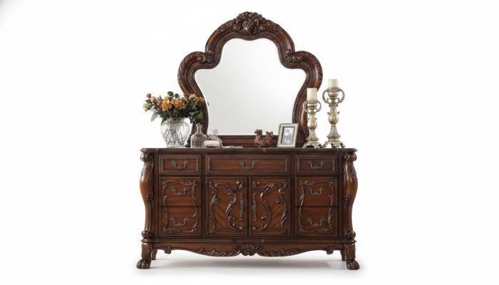 Cómoda armario con espejo Cómoda de estilo Barroco Rococó de madera nueva Aparador