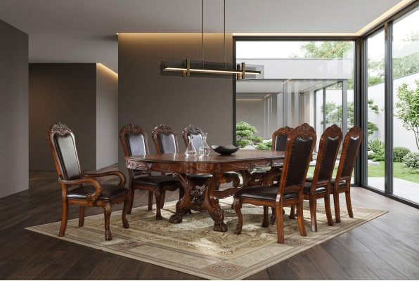 Muebles Mesa 6x Juego de sillas Comedor Conjunto de madera Completo Barroco Rococó