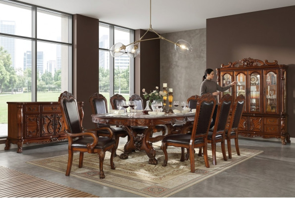 Mesa de comedor real + 8x sillas Juego completo de mesa y silla para comedor 9 piezas.