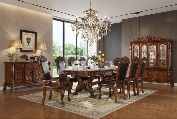 Mesa de comedor real + 8x sillas Juego completo de mesa y silla para comedor 9 piezas.