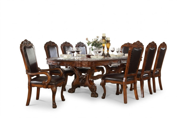 Mesa de comedor real + 8x sillas Juego completo de mesa y silla para comedor 9 piezas.