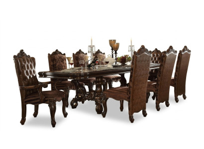 Conjunto de comedor completo: mesa, cómoda, espejo y set de 8 sillas.