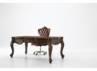 Mueble de oficina, escritorio, silla de director, conjunto completo estilo rococó barroco de 2 piezas.