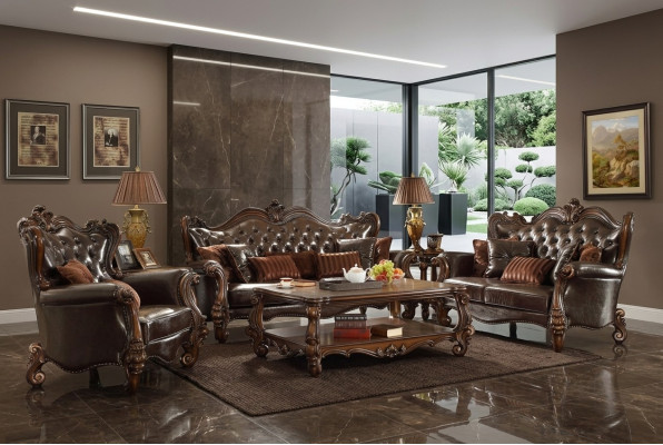 Sofá conjunto de salón Sofás Sofá Conjunto Chesterfield de tres plazas