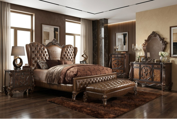 Chesterfield cama 2x mesitas de noche 3 piezas. Juego de muebles Barroco Rococó Set de dormitorio